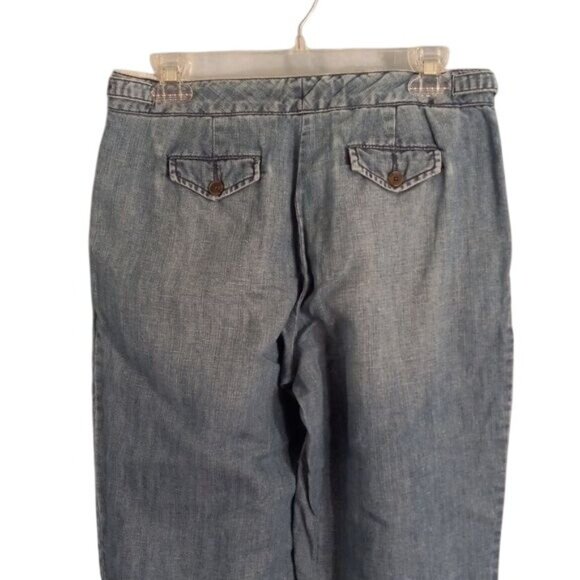 Lands End Size 6P Capri Pants Womens Denim Linen Blend Wide Leg - Picture 8 of 11